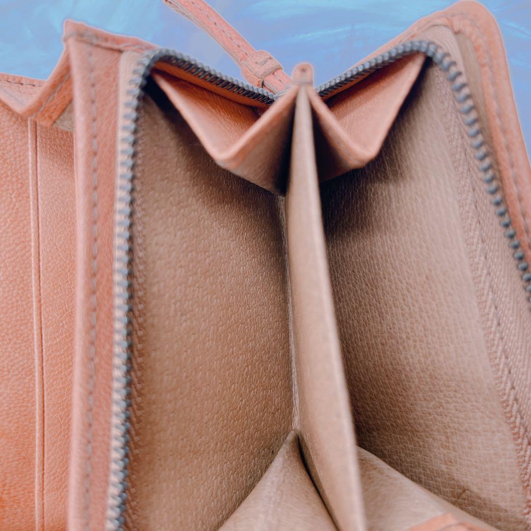 genten オレンジ ブラウン ゴートベーシック山羊革二つ折りコンパクト財布