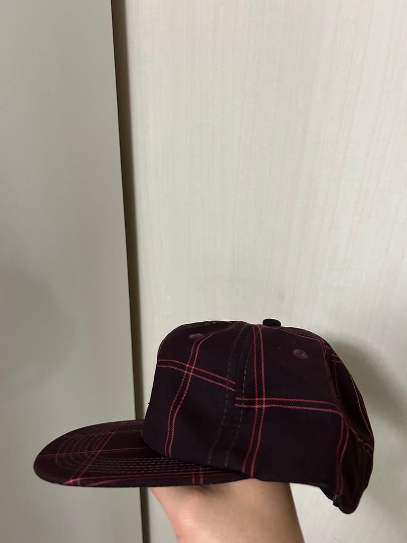 STÜSSY ワインレッド チェックキャップ