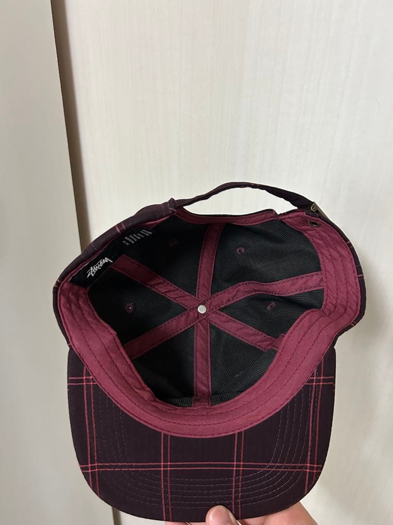 STÜSSY ワインレッド チェックキャップ
