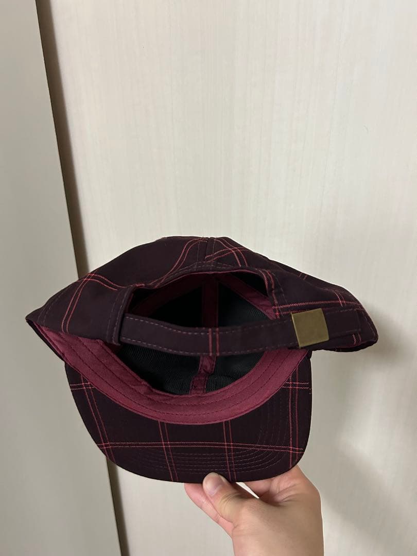 STÜSSY ワインレッド チェックキャップ