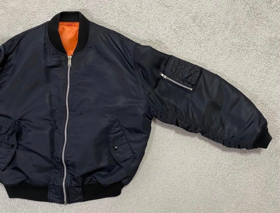 《美品》人気の90s OLDUNIQLO MA-1 フライトジャケット　黒XL