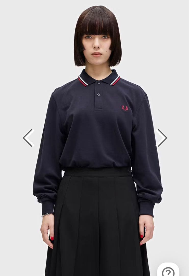 極美品　FRED PERRY 現行モデル　長袖ポロシャツ　ネイビー　定価約2万円