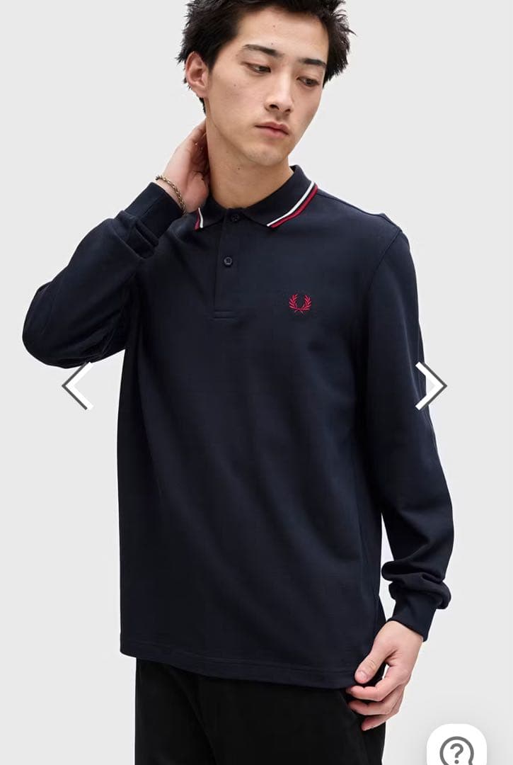 極美品　FRED PERRY 現行モデル　長袖ポロシャツ　ネイビー　定価約2万円