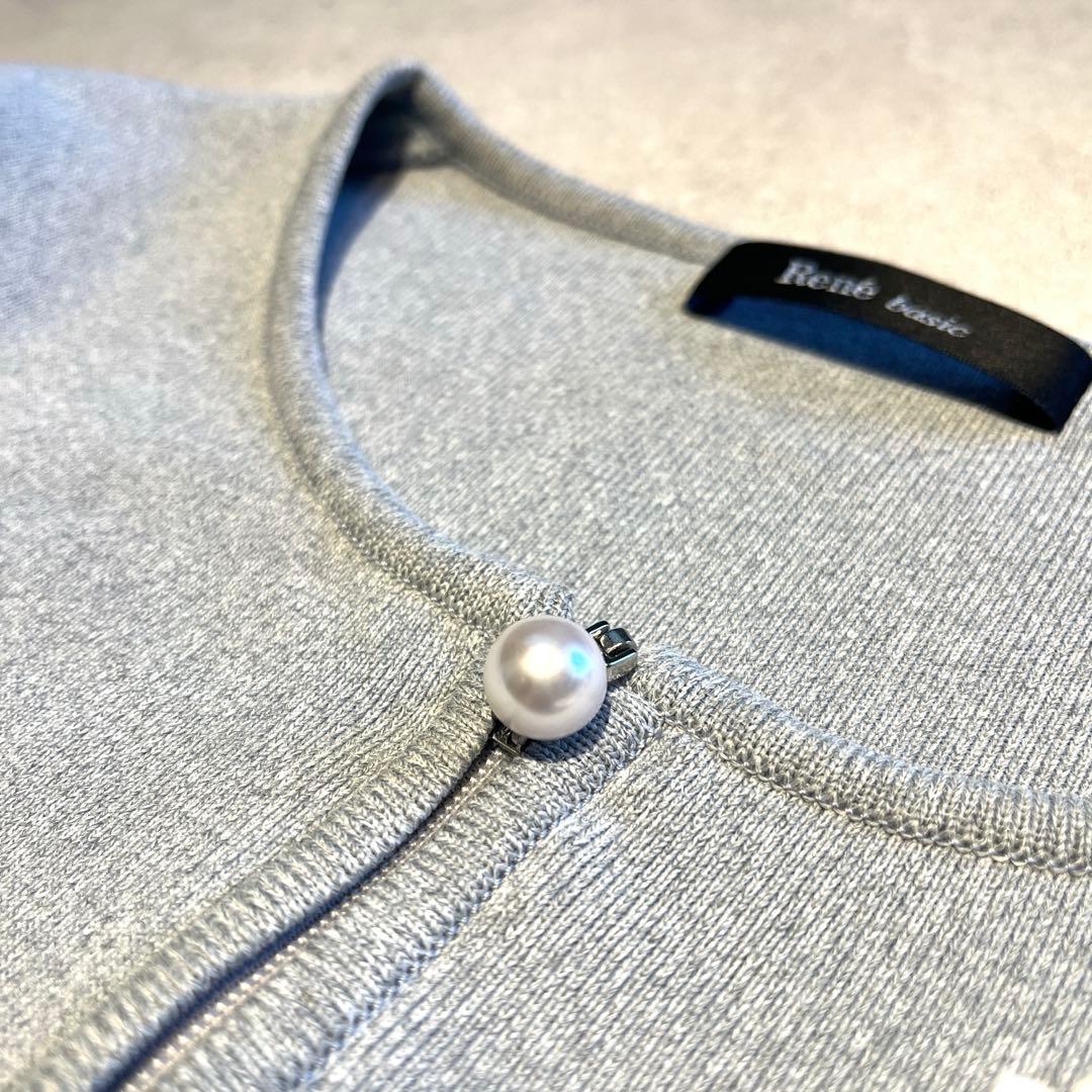 Rene★フラワーパールビジューデザイン　ダブルジップカーディガン