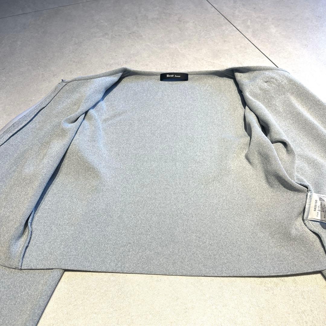 Rene★フラワーパールビジューデザイン　ダブルジップカーディガン