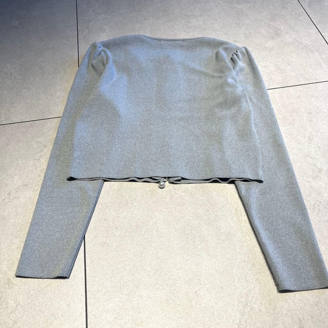 Rene★フラワーパールビジューデザイン　ダブルジップカーディガン