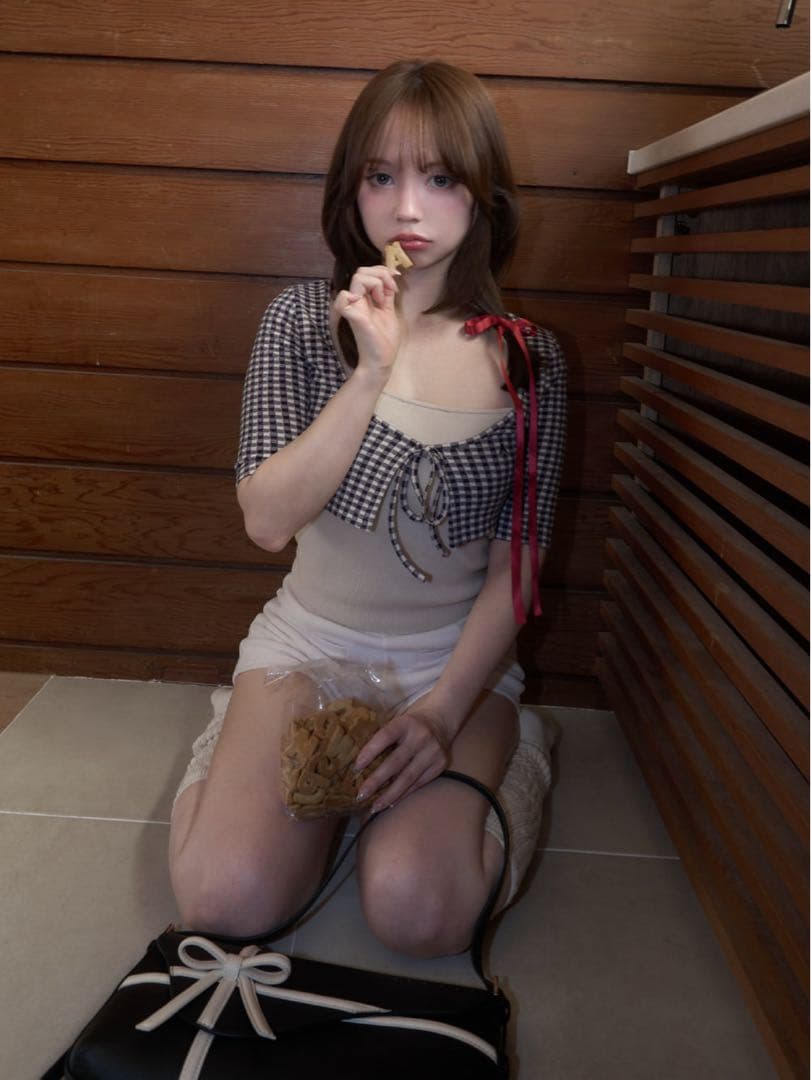 トップス Andmary Ava gingham check tops navy