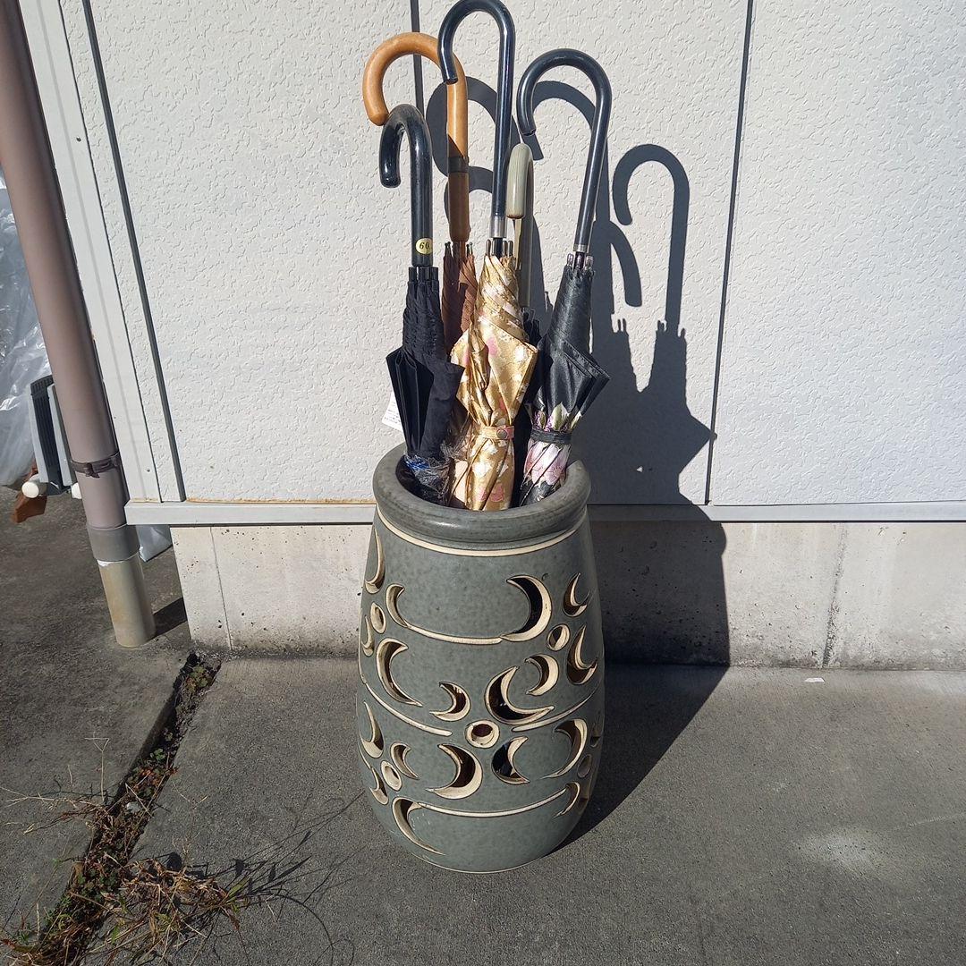 グレー 陶器製 月模様の傘立て