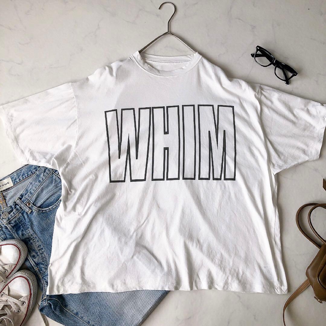 Whim Gazette リラックスロゴTシャツ オーバーサイズ ホワイト