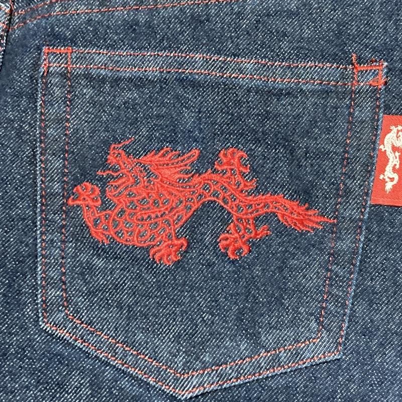 【高級】VIVIENNE TAM デニムスカート 龍 刺繍 Aライン ロング