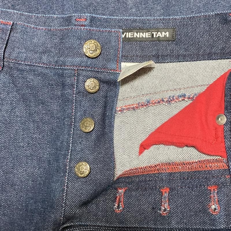 【高級】VIVIENNE TAM デニムスカート 龍 刺繍 Aライン ロング