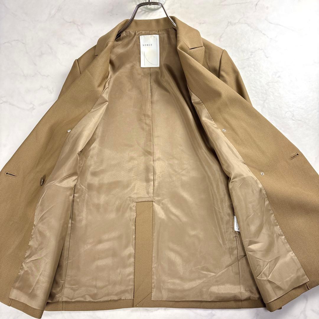 NOBLE ノーブル ピークドラペル ダブルジャケット 金ボタン ベージュ 40