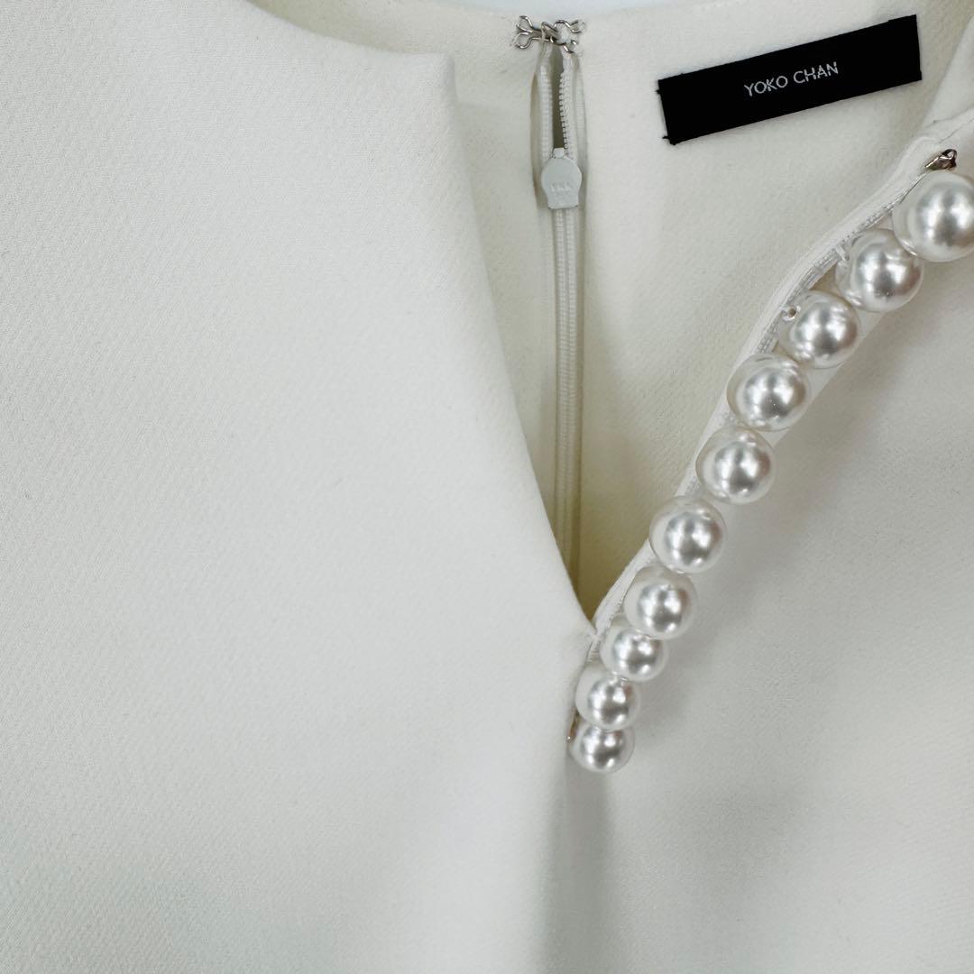 YOKO CHAN ヨーコチャン ロングスリーブラッフルヘムパールドレス 36