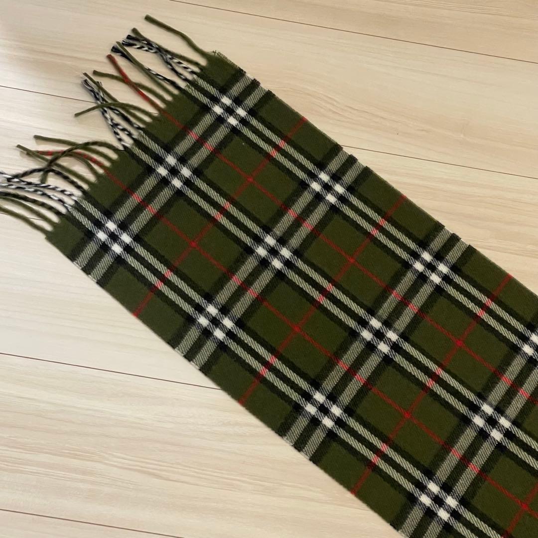 Burberry’s ラムウール100% カーキノバチェック定番マフラー男女兼用