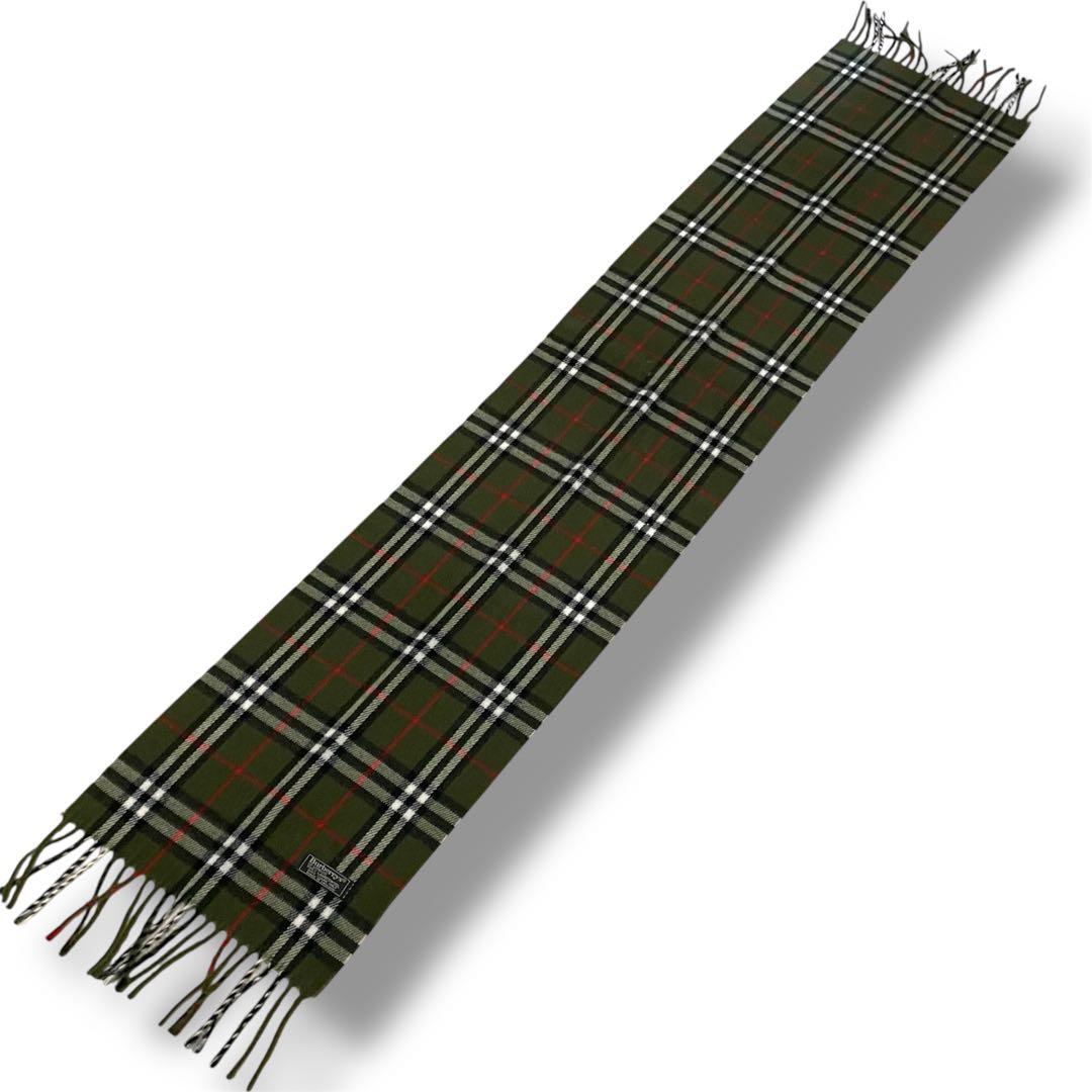 Burberry’s ラムウール100% カーキノバチェック定番マフラー男女兼用