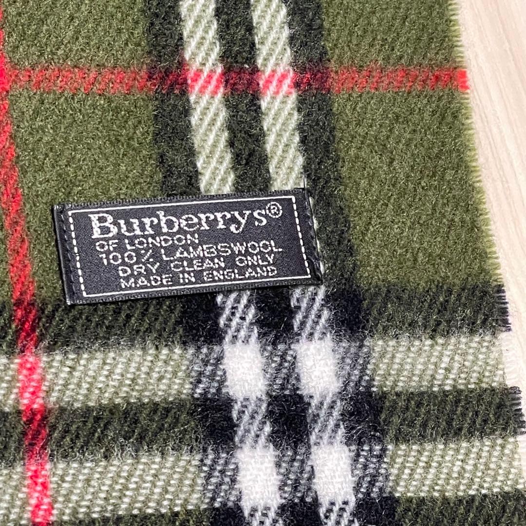Burberry’s ラムウール100% カーキノバチェック定番マフラー男女兼用