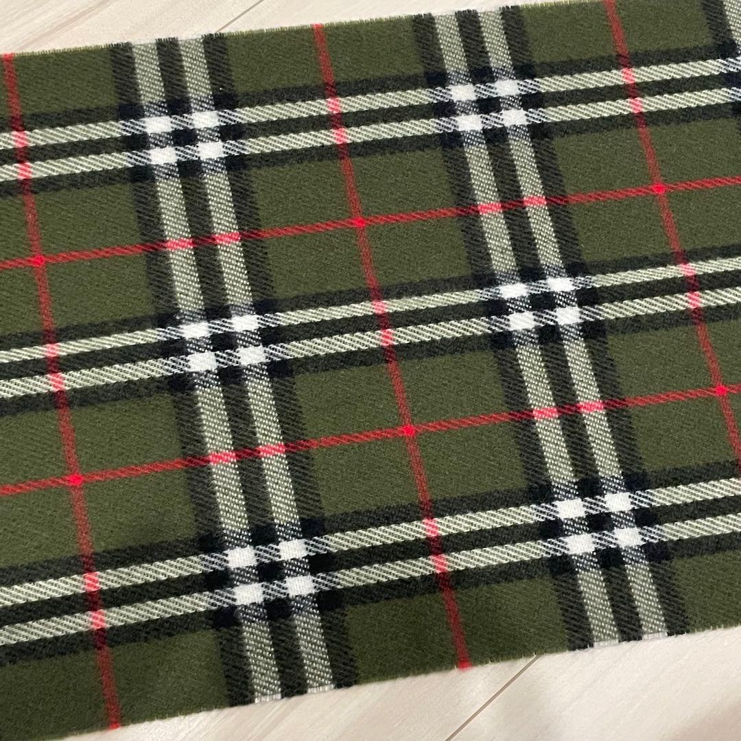 Burberry’s ラムウール100% カーキノバチェック定番マフラー男女兼用