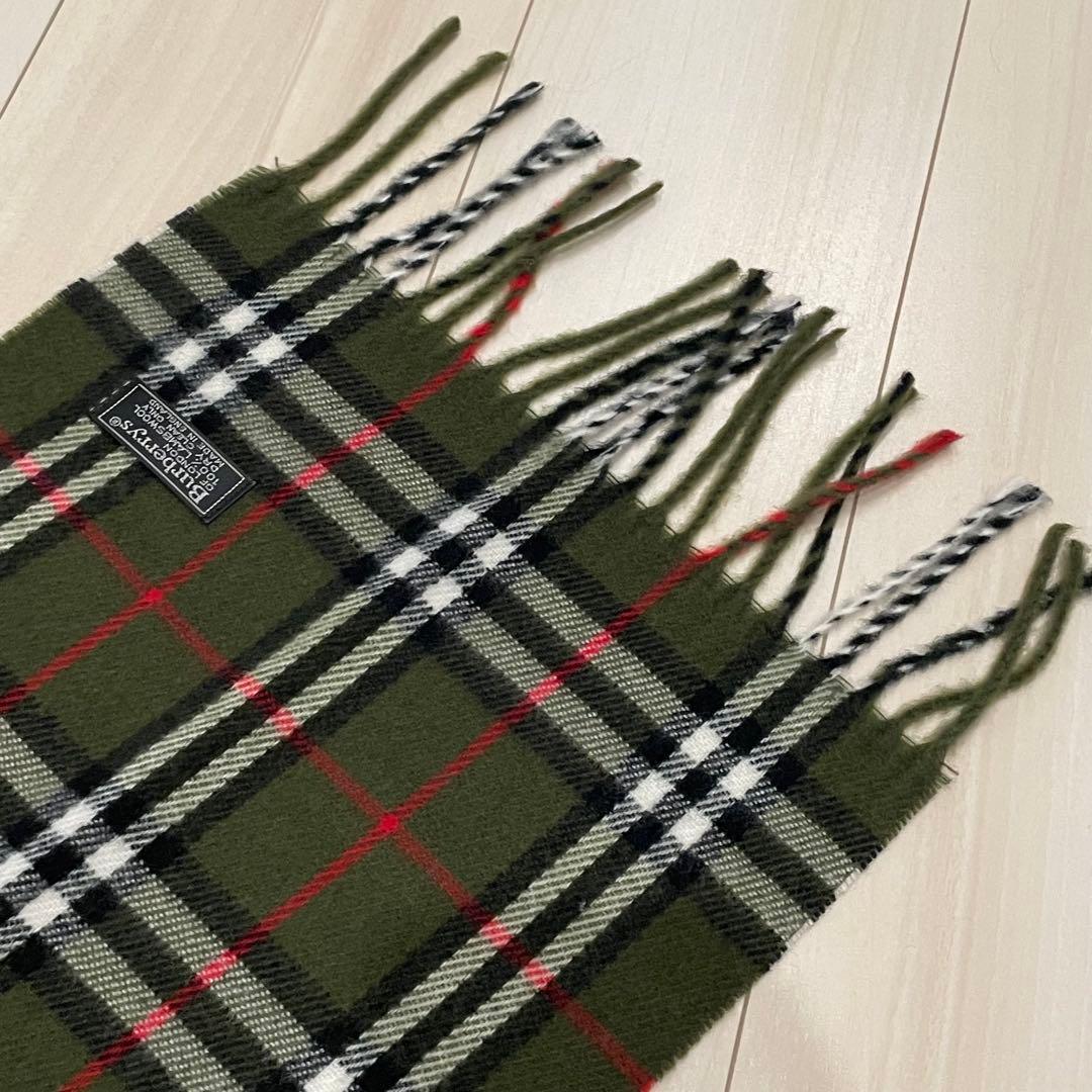 Burberry’s ラムウール100% カーキノバチェック定番マフラー男女兼用
