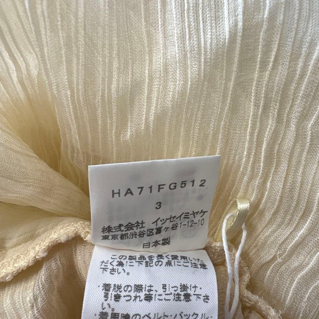HaaT イッセイミヤケ　レース加工シアープリーツスカート　透け感　オフホワイト