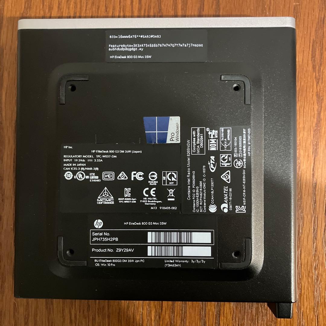 データ消去済　HP EliteDesk ミニPC 1TB HDD ブランク状態