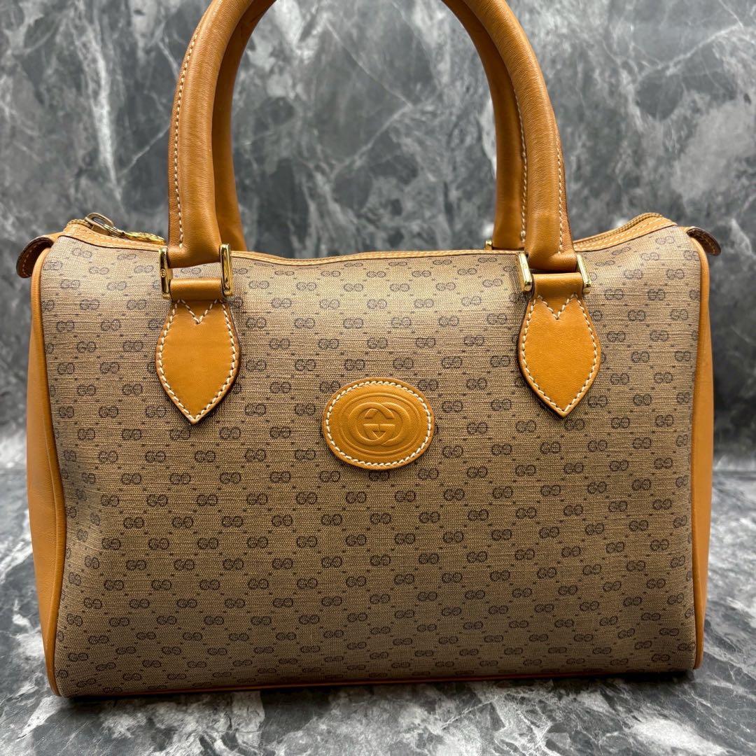 ✨美品✨GUCCI GG ボストンバッグ ハンド ブラウン レザー ロゴ 金具