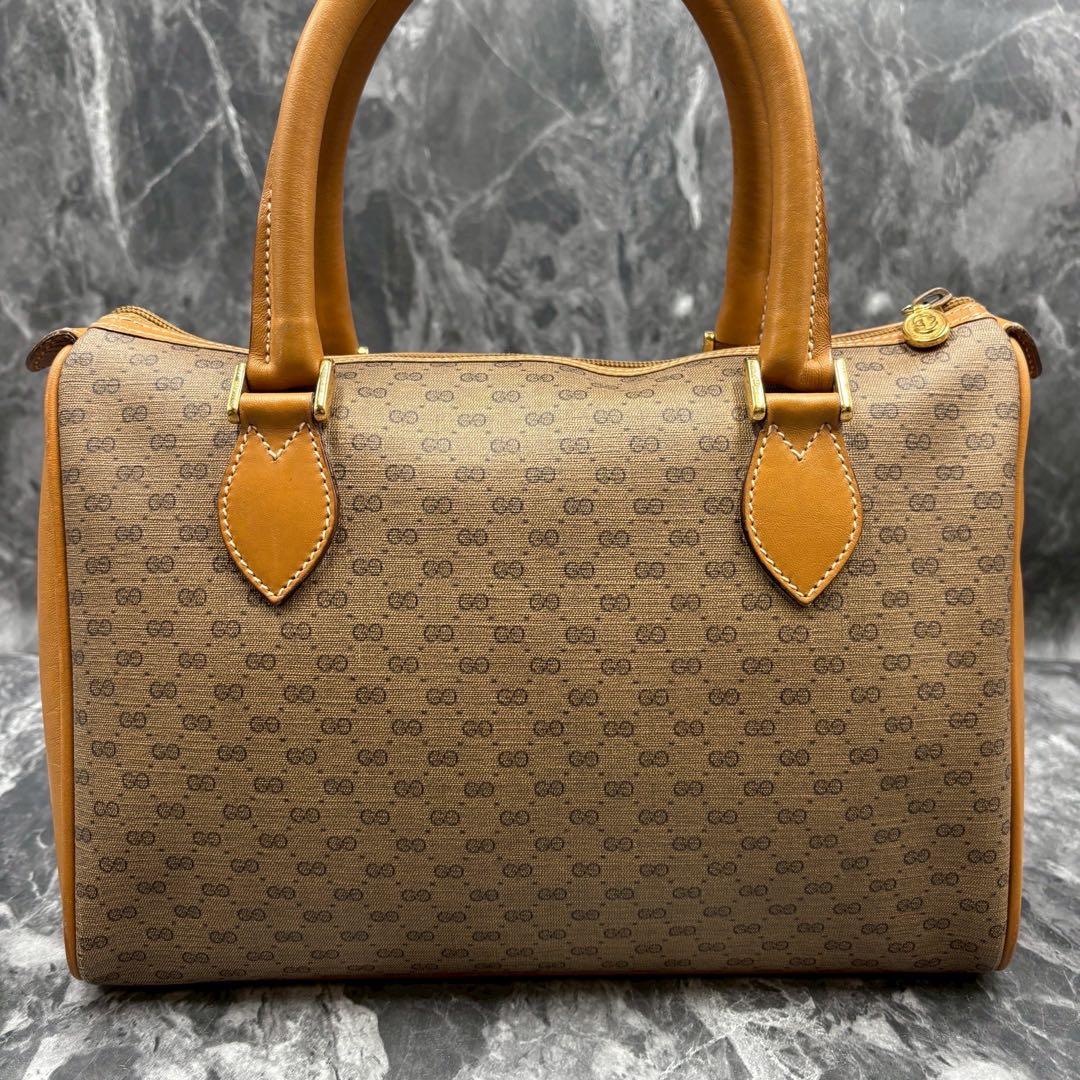 ✨美品✨GUCCI GG ボストンバッグ ハンド ブラウン レザー ロゴ 金具