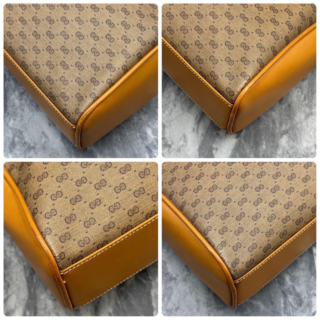 ✨美品✨GUCCI GG ボストンバッグ ハンド ブラウン レザー ロゴ 金具