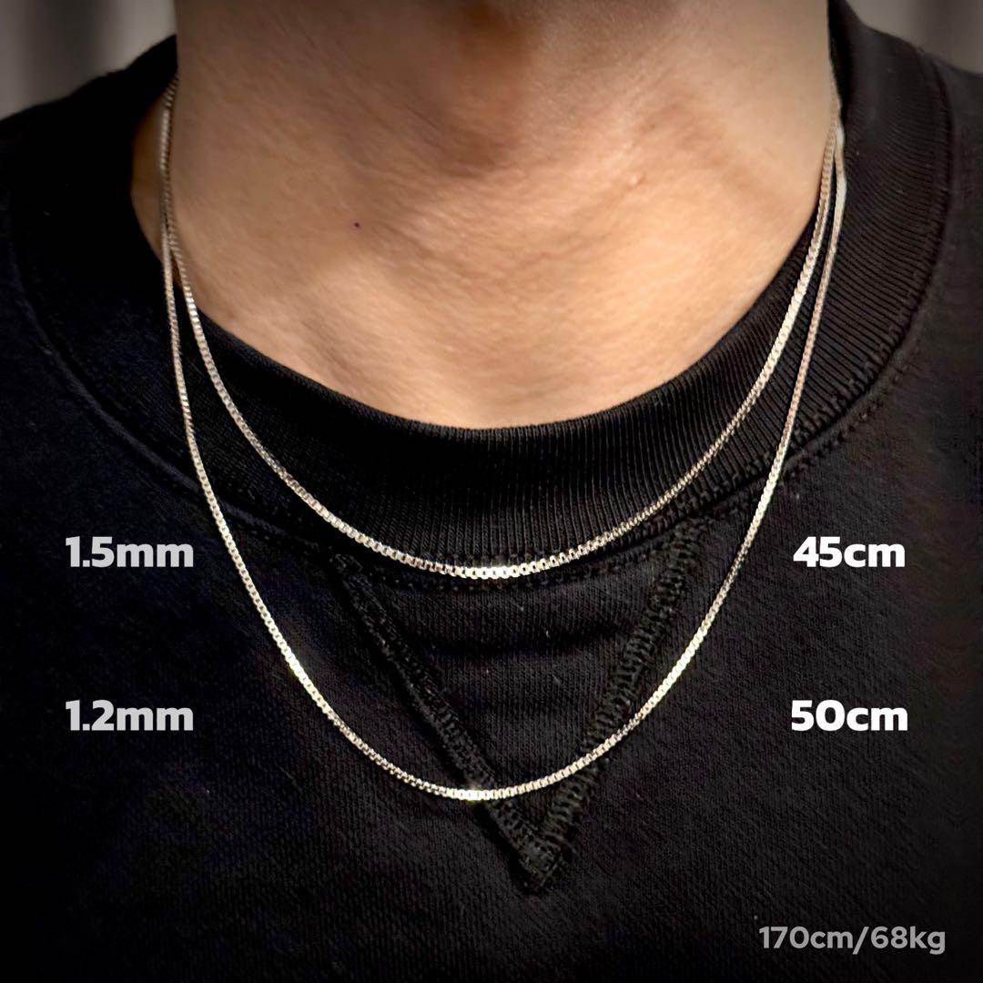 ベネチアンチェーン 　1.0mm／50cm S925プラチナ加工 金アレ対応