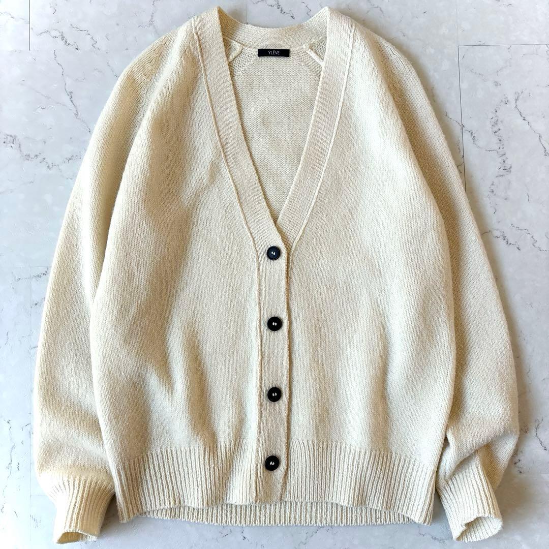 美品 Yleve イレーヴ ウール ニット カーディガン アイボリー オフ白