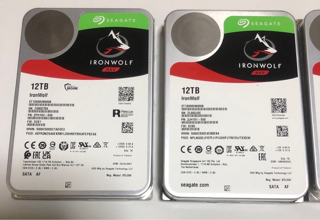 Seagate IronWolf 12TB HDD 4個