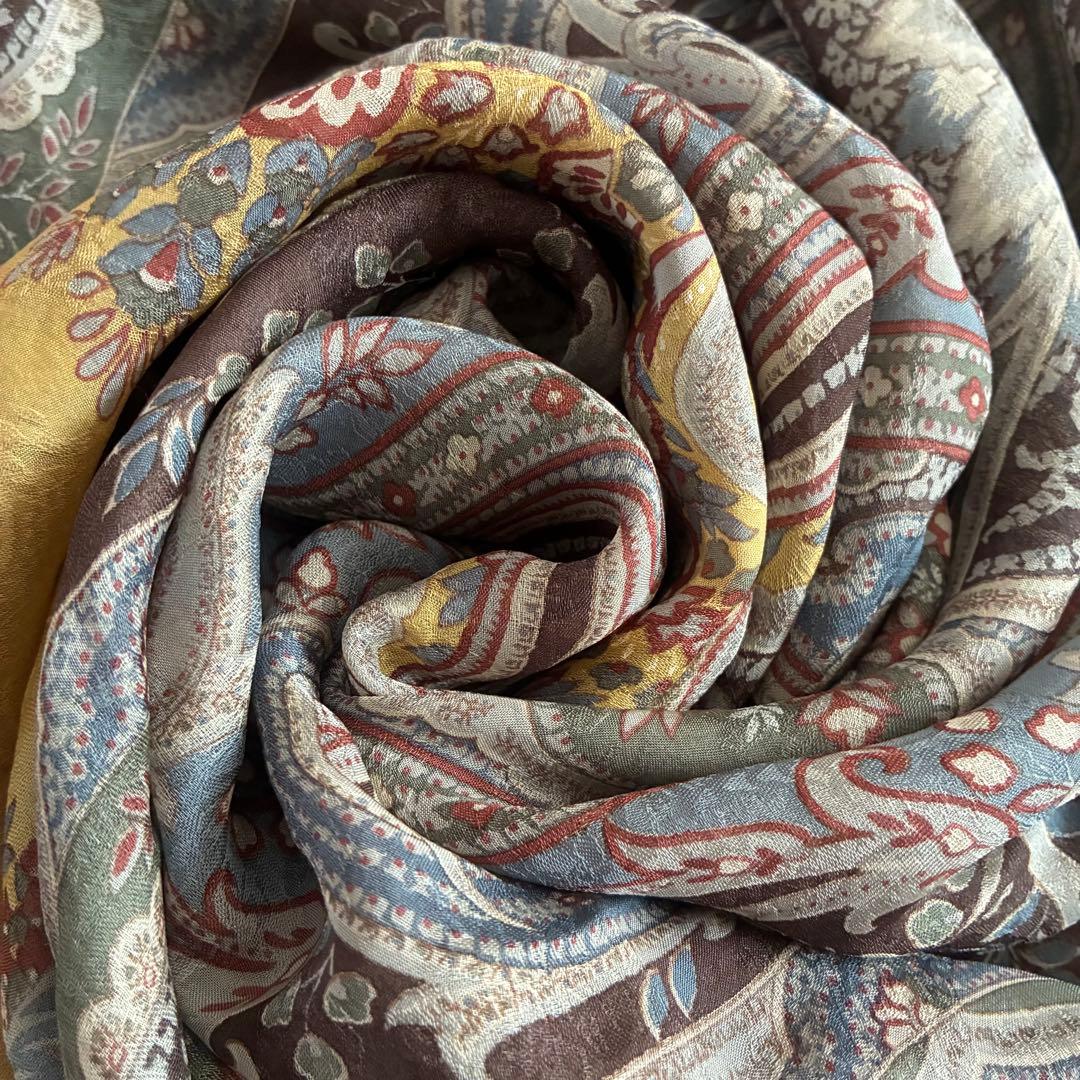 美品 ETRO エトロ シルク ストール ショール 大判 ペイズリー イタリア製