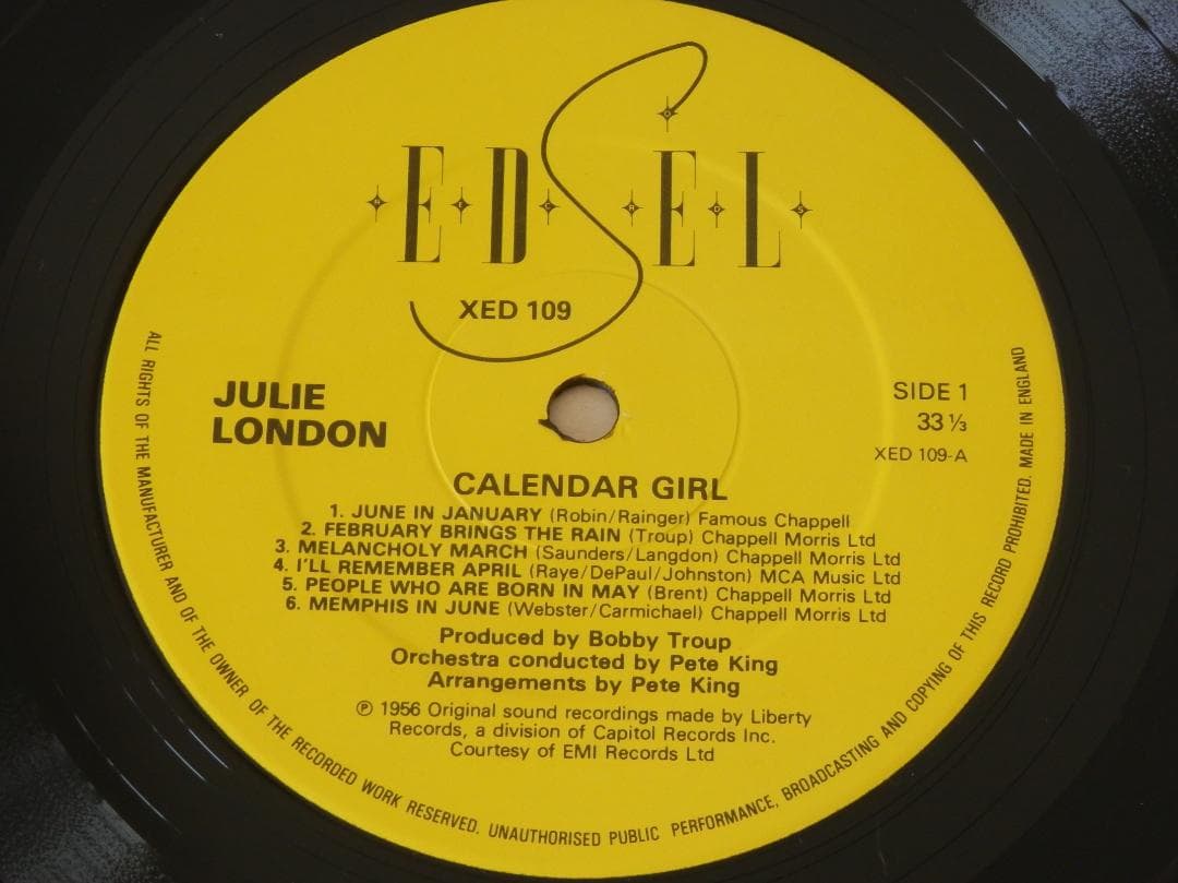 カレンダー・ガール / ジュリー・ロンドン　UK　直輸入盤　LPレコード