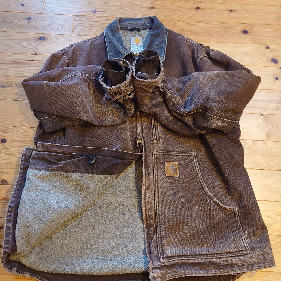 carhartt ダックジャケット ダークブラウン DKB フェード ボロ