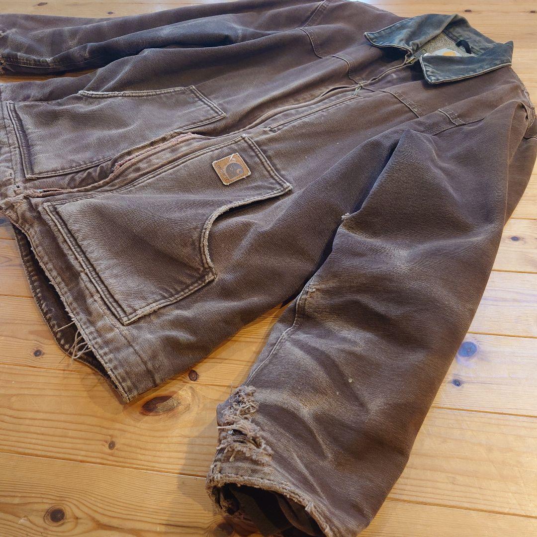 carhartt ダックジャケット ダークブラウン DKB フェード ボロ
