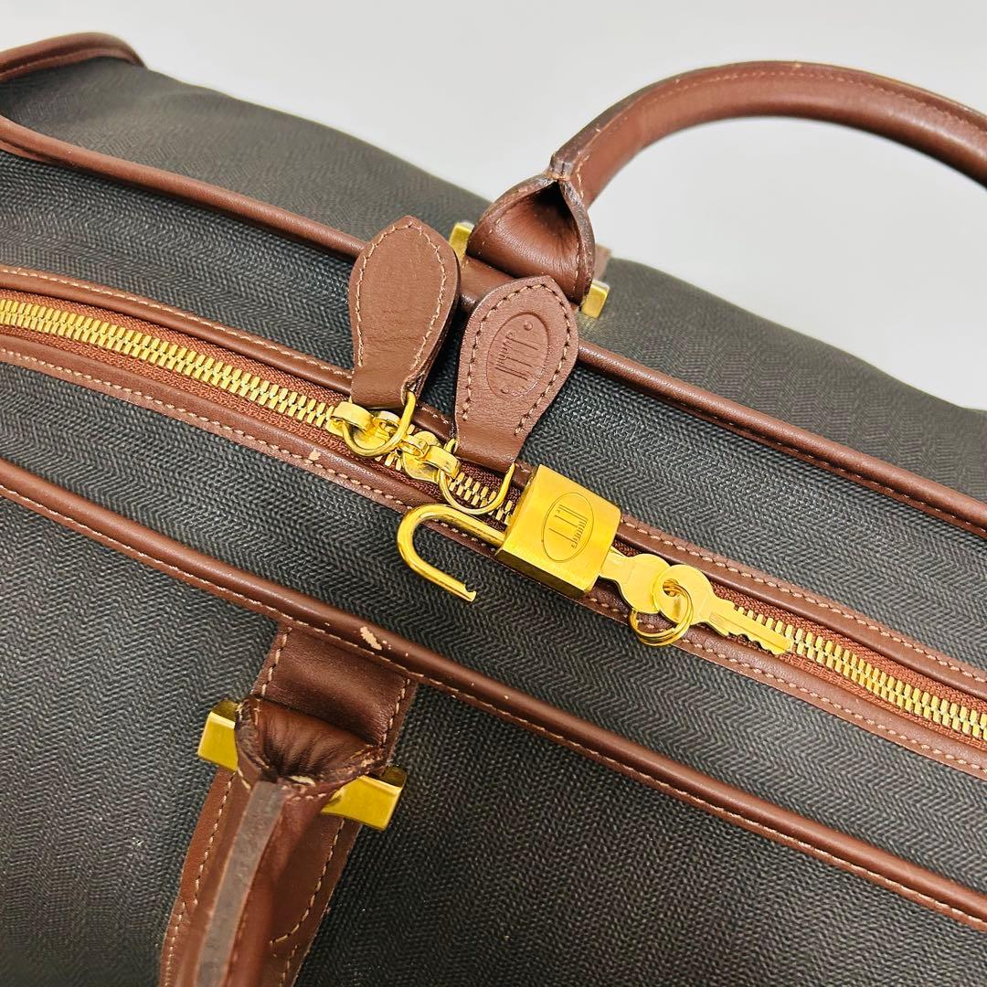 dunhill ダンヒル PVC×レザー ボストンバッグ トラベルバッグ グレー