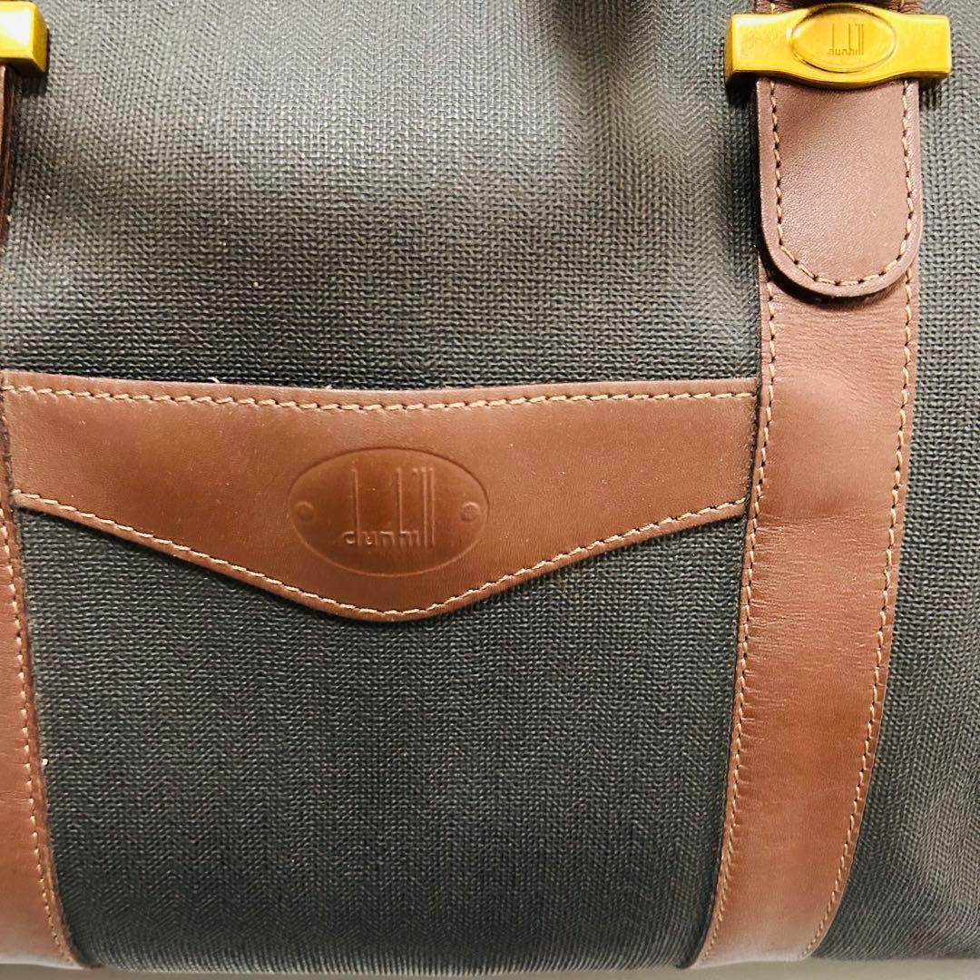 dunhill ダンヒル PVC×レザー ボストンバッグ トラベルバッグ グレー