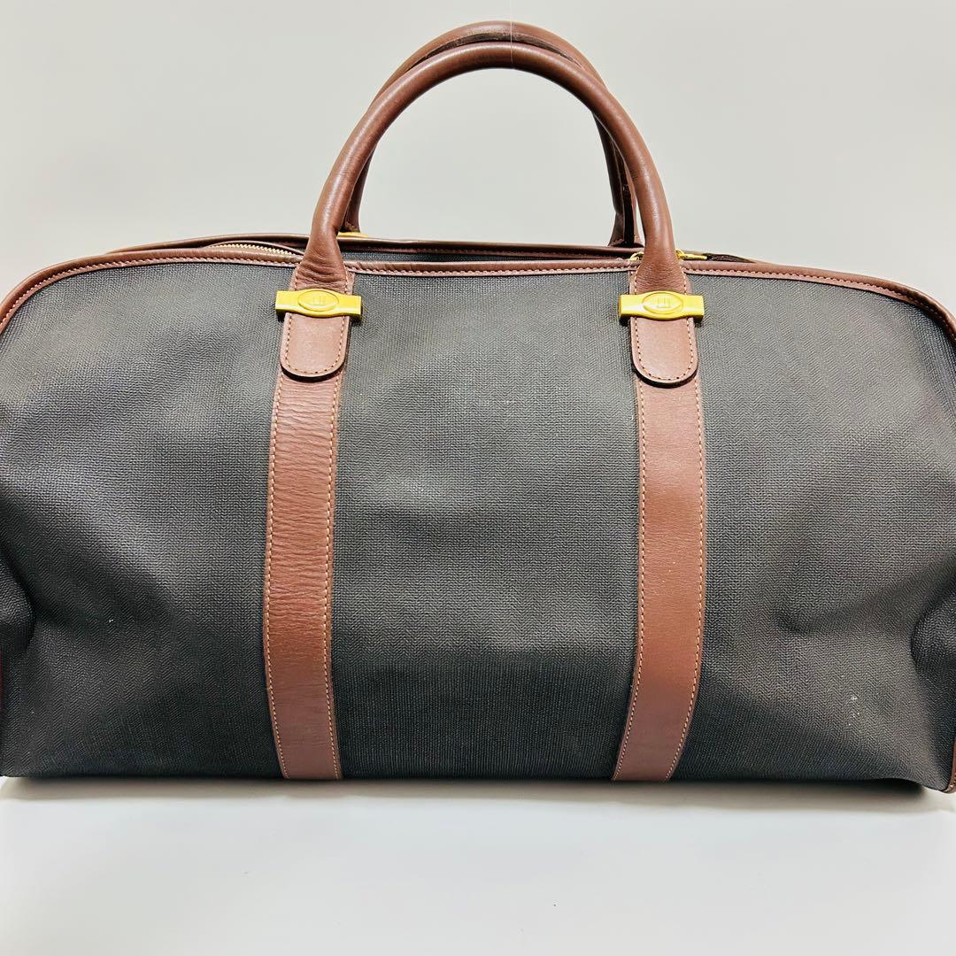 dunhill ダンヒル PVC×レザー ボストンバッグ トラベルバッグ グレー