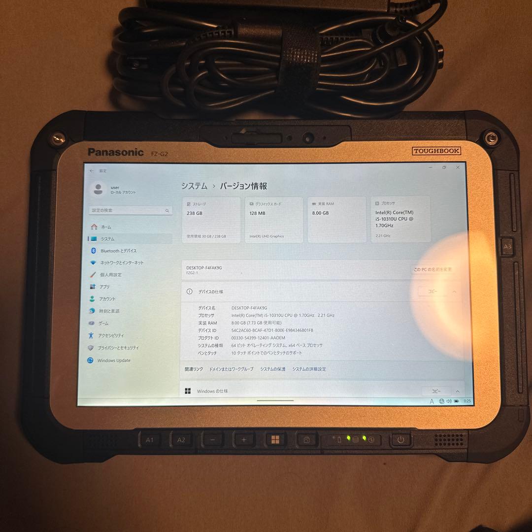 Windowsタブレット本体 TOUGHBOOK FZ-G2 win11/SSD256G/8G/LTE 2