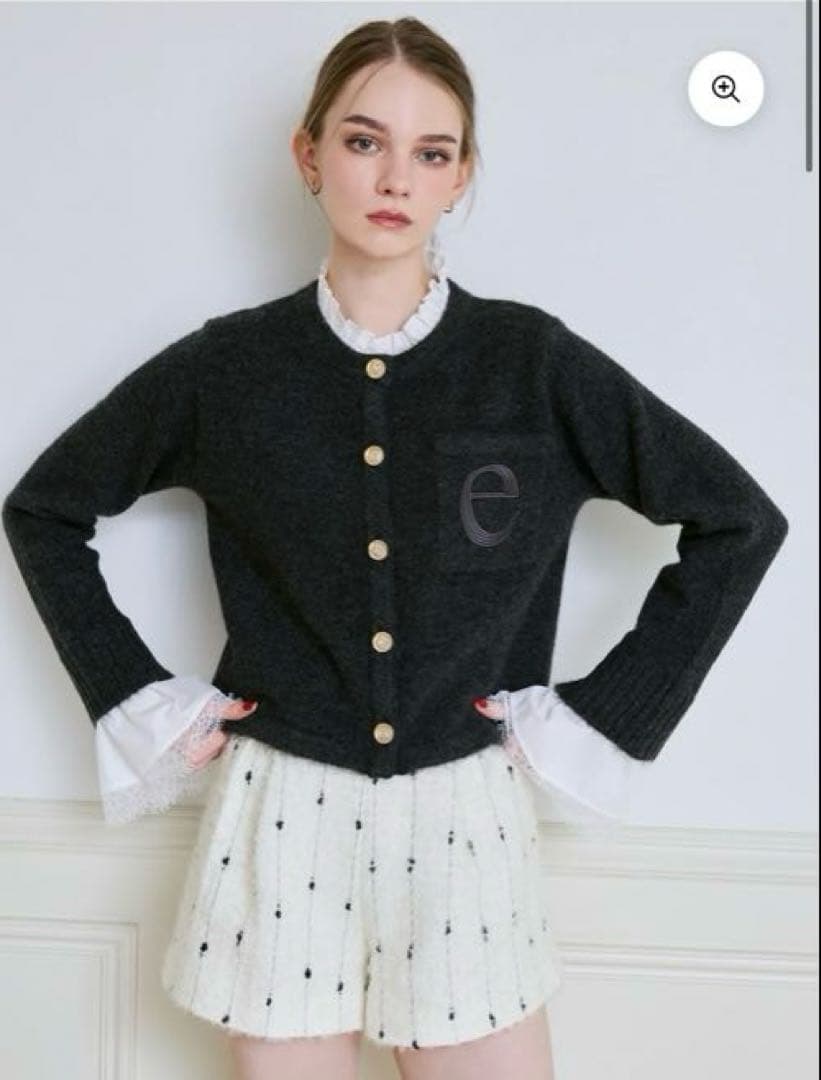 EIMY ISTOIRE Attachedcollarモヘアカーディガン