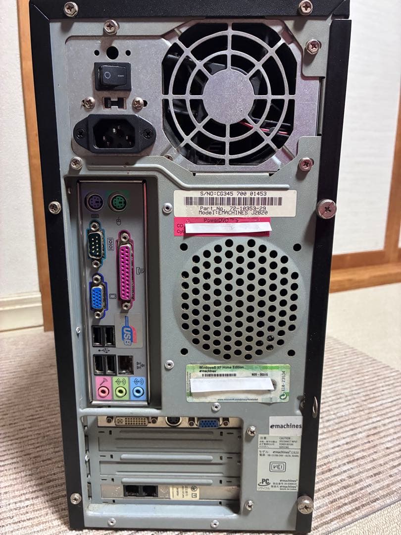 デスクトップ本体 J2820 Windows XP リカバリディスク付き
