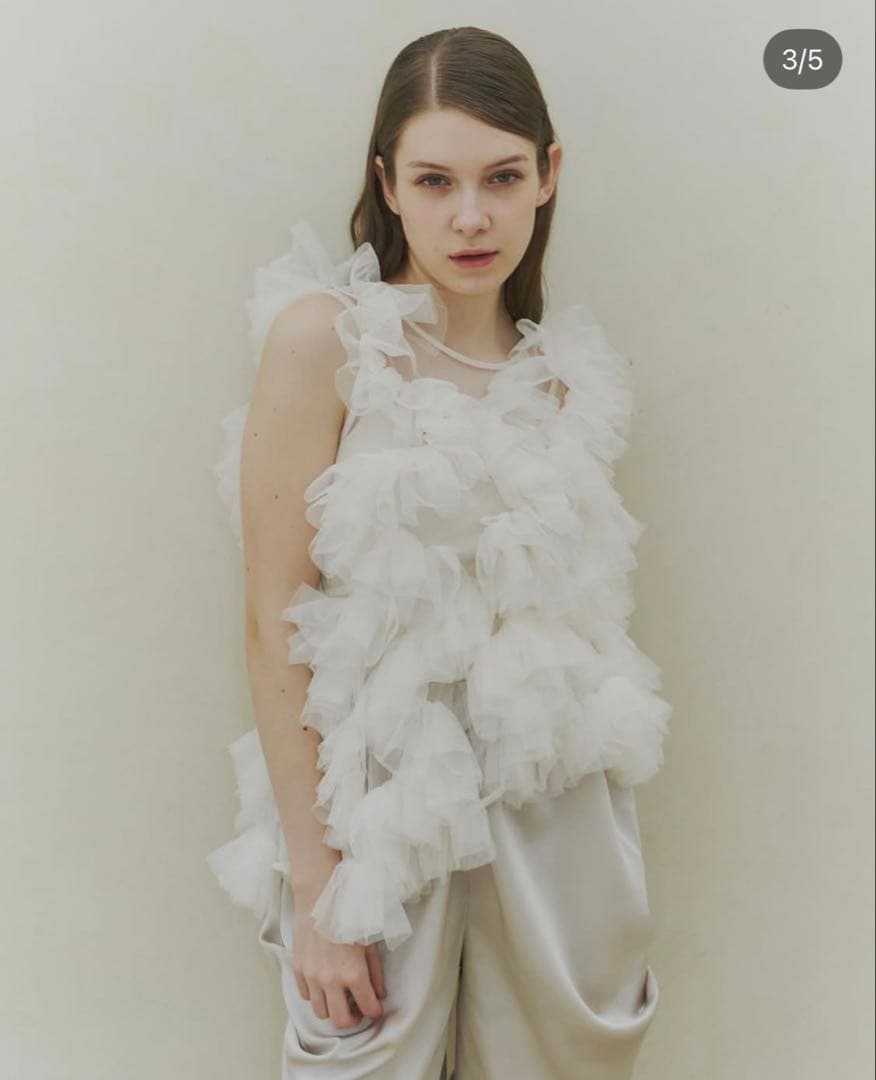 トップス NOTREemor asymmetry tulle tops ivory