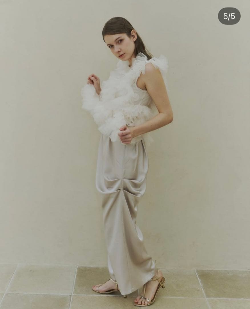 トップス NOTREemor asymmetry tulle tops ivory