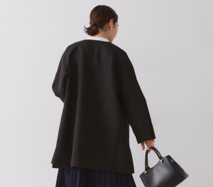 【美品】OPAQUE.CLIP ノーカラー ミドルコート 洗濯機OK
