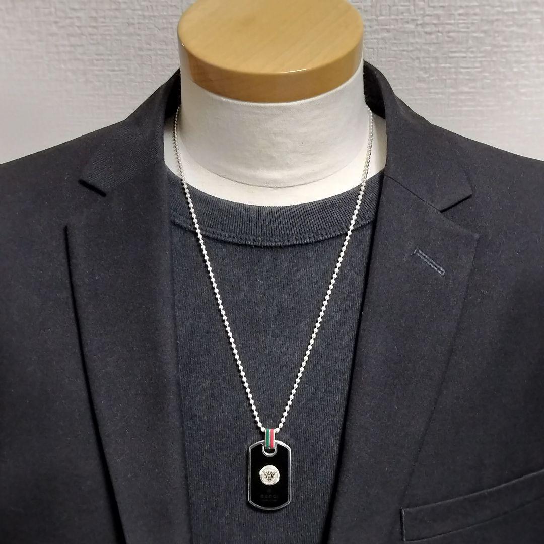 希少 GUCCI グッチ ネックレス ドッグタグ クレスト シェリーライン
