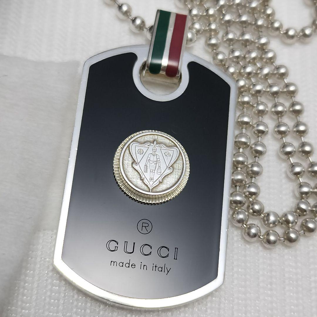 希少 GUCCI グッチ ネックレス ドッグタグ クレスト シェリーライン