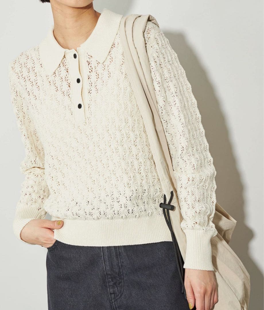 【新品】＜CITEN＞レースアミポロエリニット