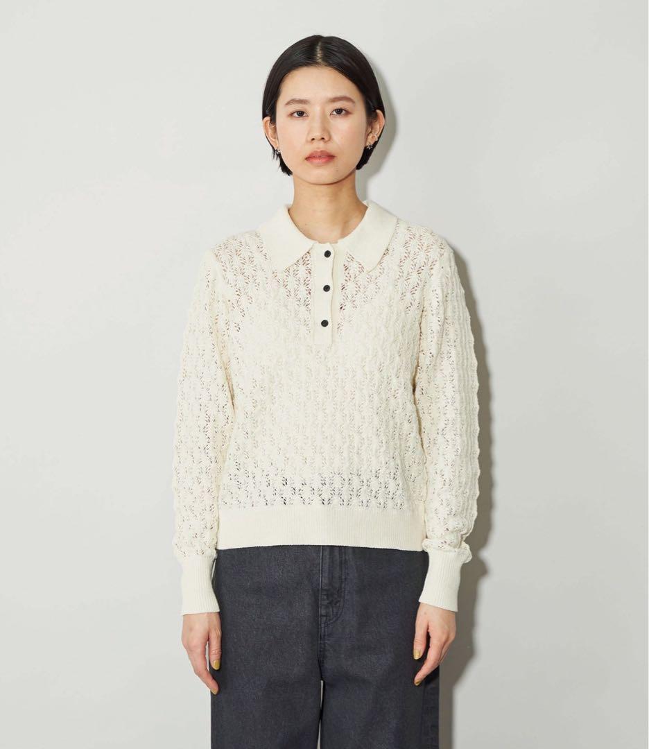 【新品】＜CITEN＞レースアミポロエリニット