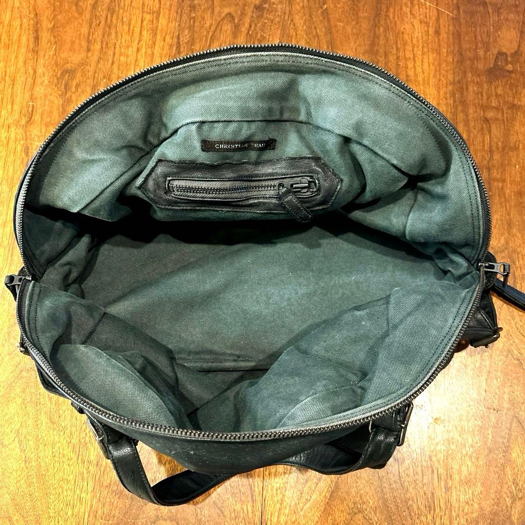 バッグ Christian Peau Leather Boston Bag Black