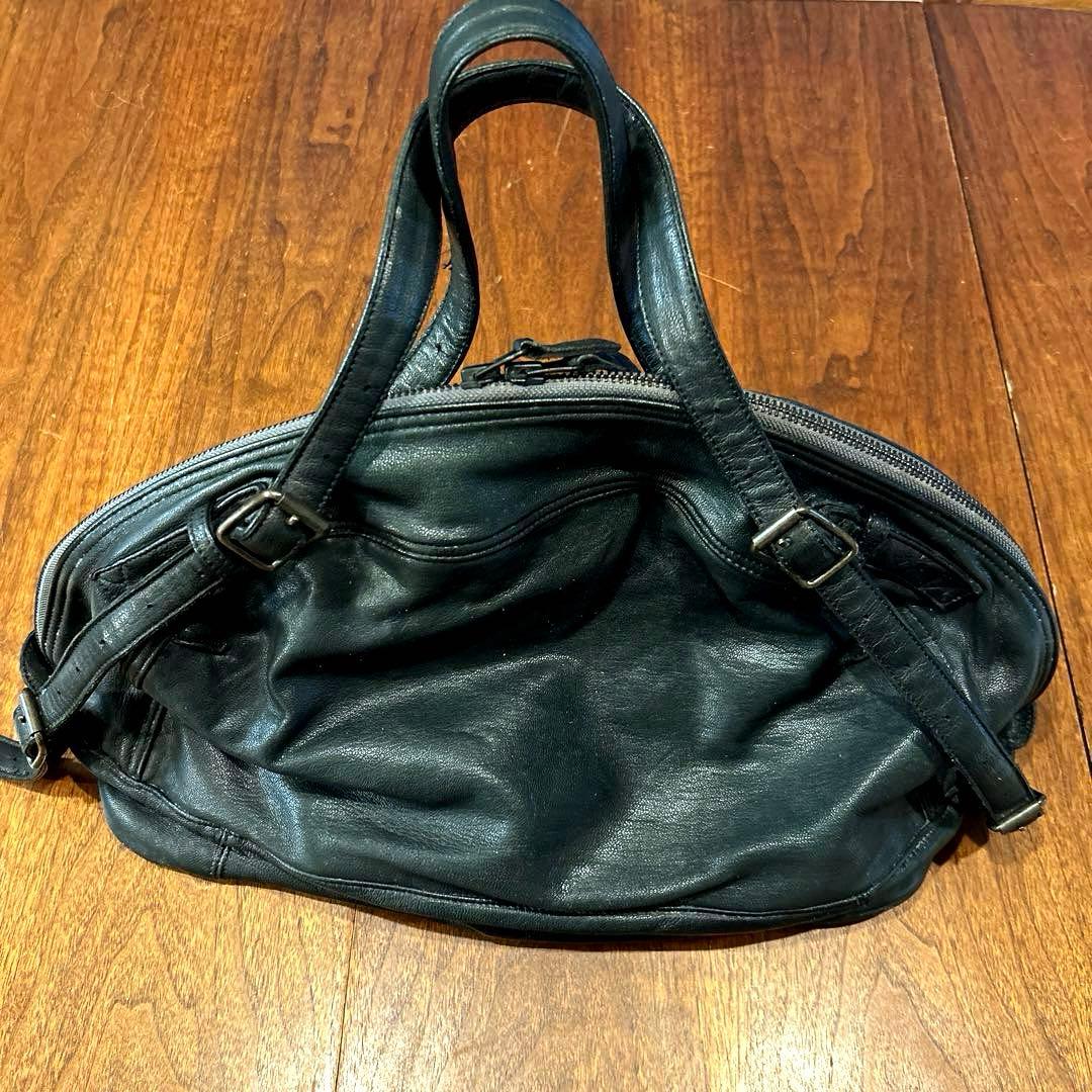バッグ Christian Peau Leather Boston Bag Black