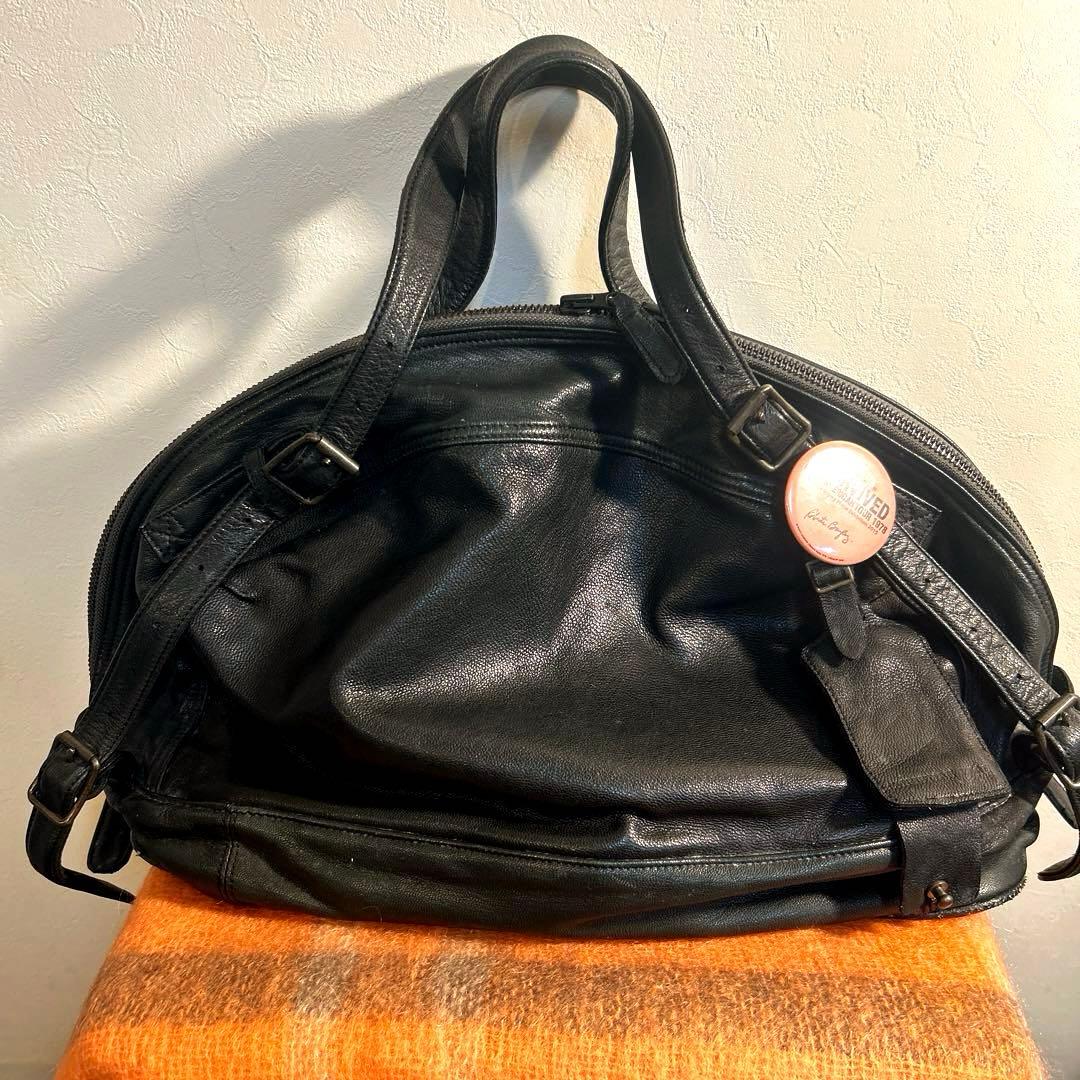 バッグ Christian Peau Leather Boston Bag Black